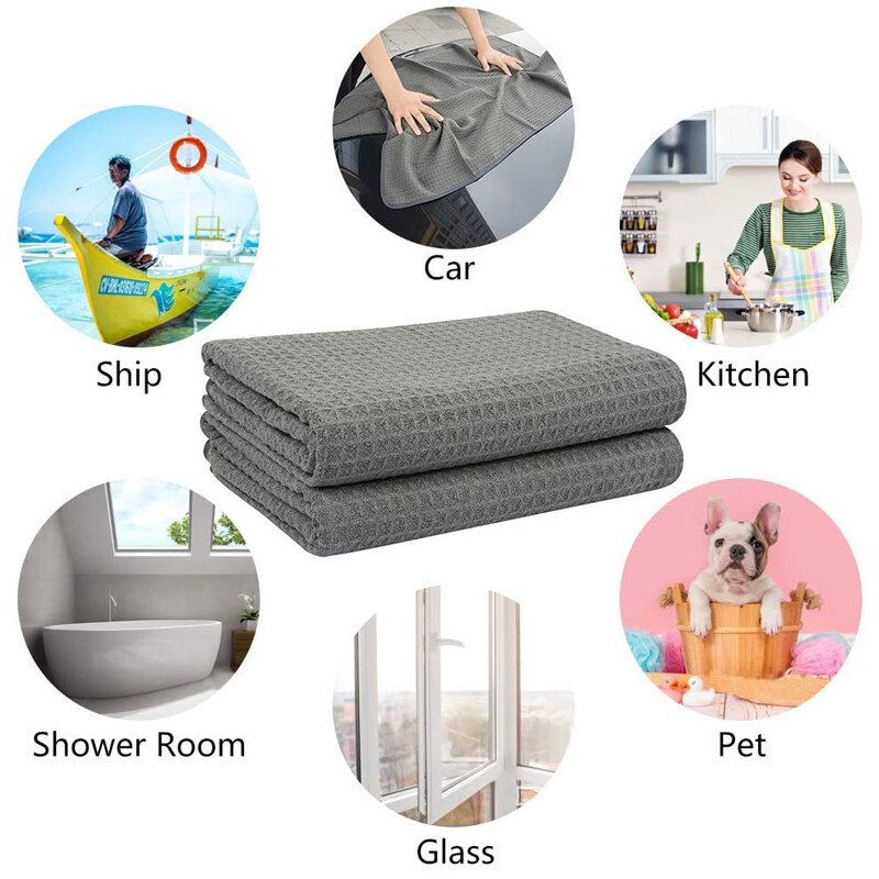 CarCarez Microfiber Waffle Weave Towel Large size 16" x 24" ,380 GSM ,Gray gallery