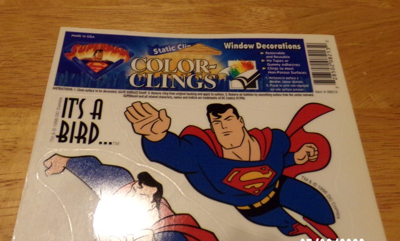 10" x 5 7/8" Static Cling Superman The Animated Series Window Decorations gallery