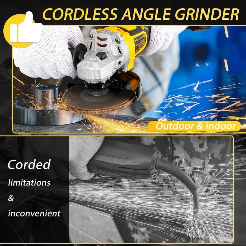 5" Cordless Angle Grinder Kit Brushless Battery Grinder with 2x6.0Ah Batteries gallery