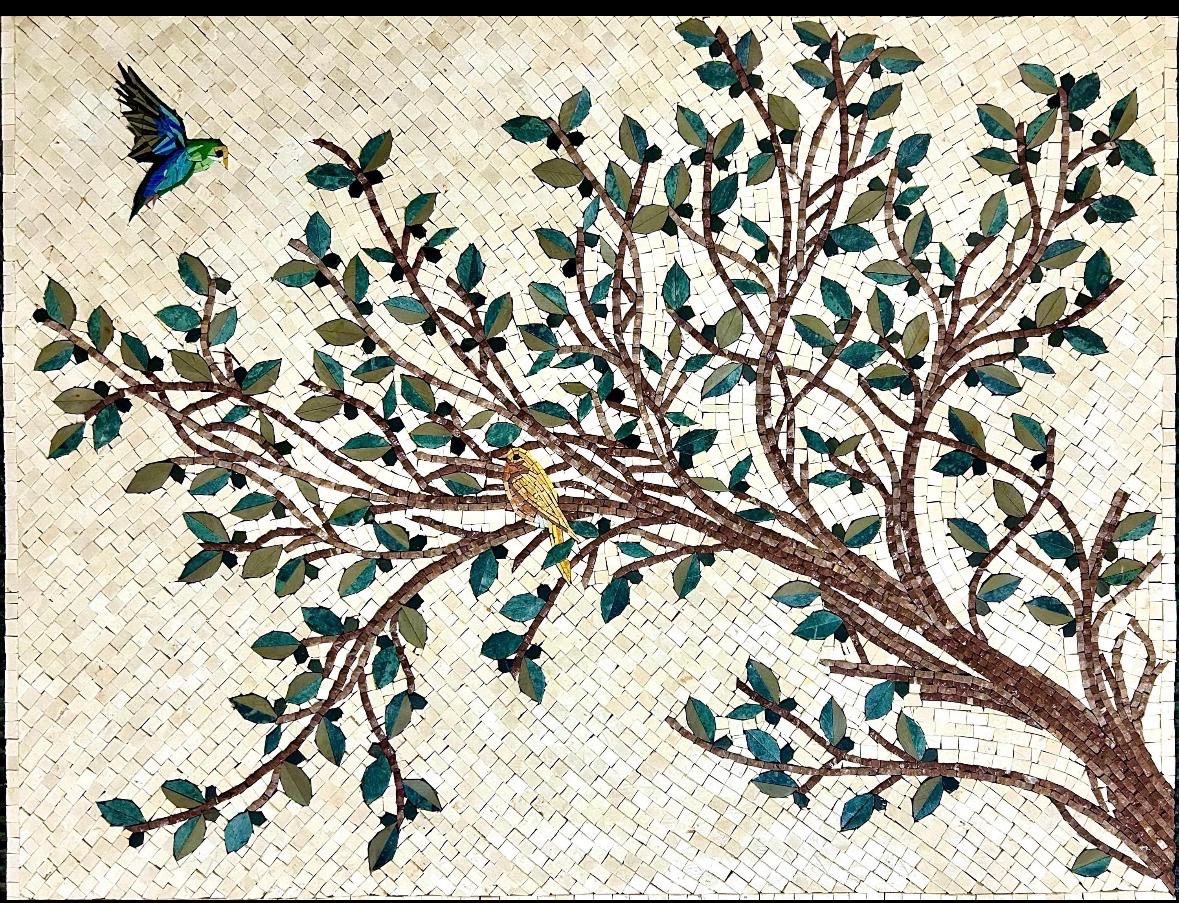 Kitchen backsplash Tiles 28''x20'' olive Tree Marble Mosaic Wall Mural gallery