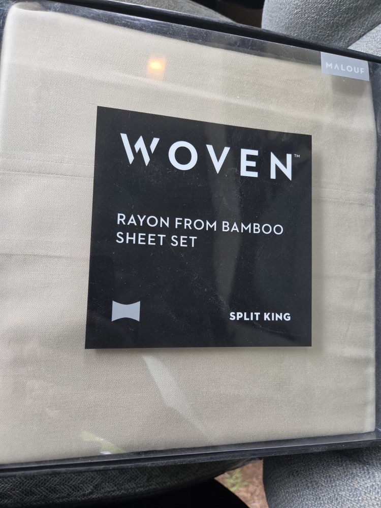 Malouf SPLIT King Sheet set Rayon from Bamboo Driftwood Color