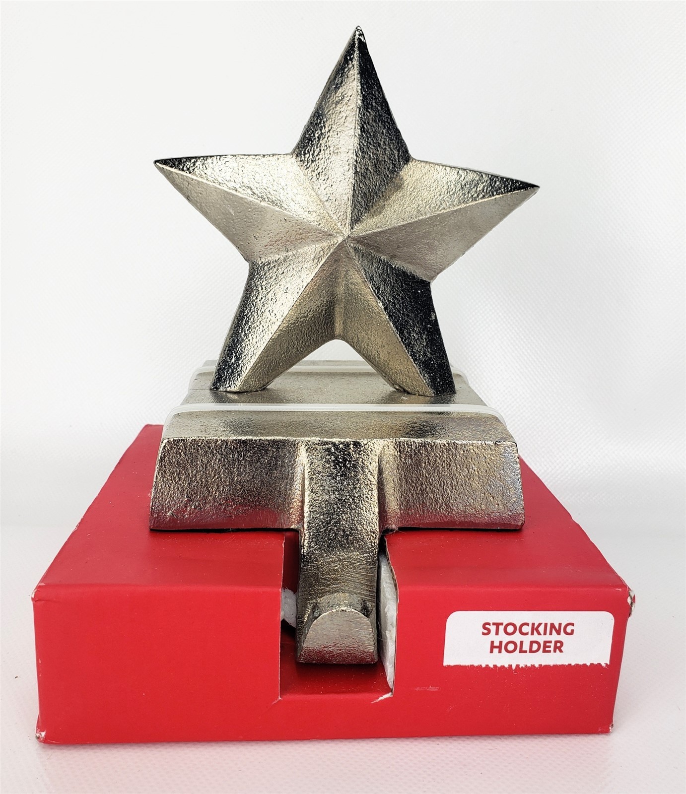 Matte Silver Star Stocking Holder Xmas Holiday Hanger Metal Mantel Clip gallery