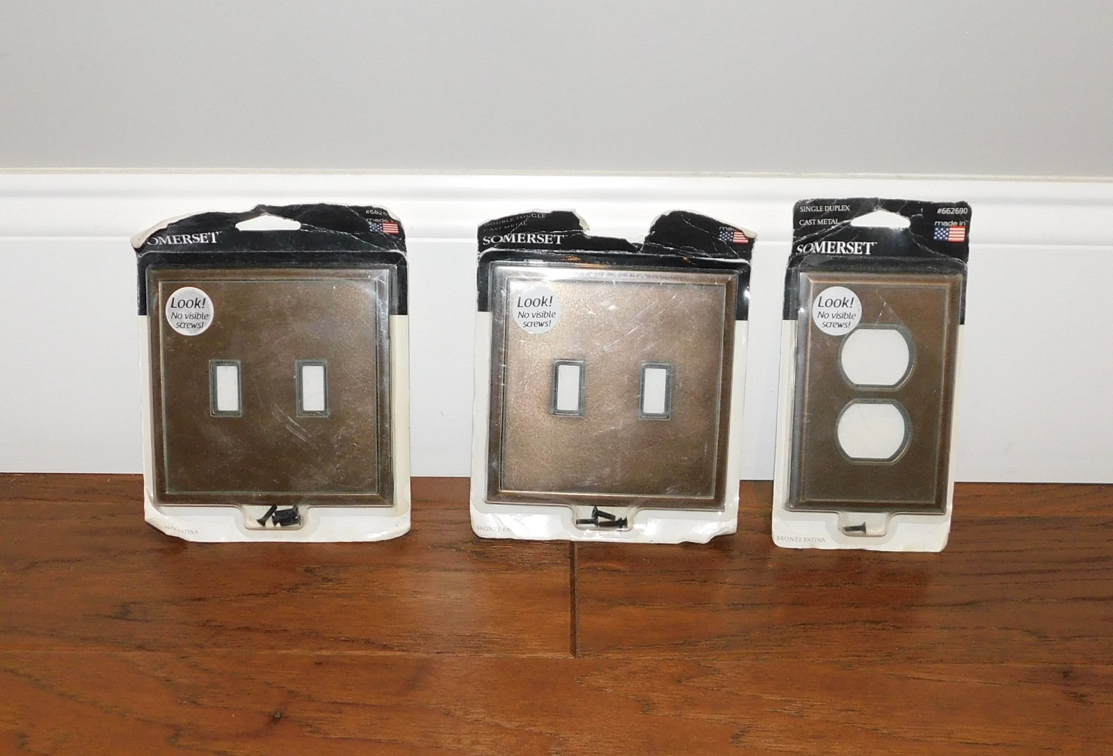 LOT 3 Somerset Double Toggle Switch Plate Duplex Bronze Patina No Visible Screws gallery