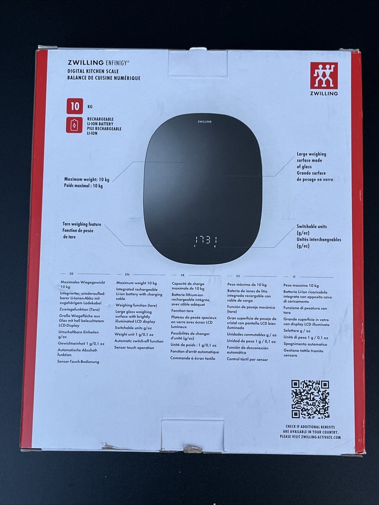 ZWILLING Enfinigy Digital Kitchen Scale 10kgs/22lbs (Model: 53011)