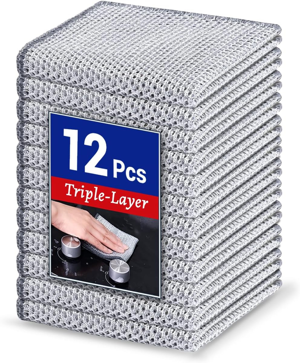 12 PCS 3-Layer Non-Scratch Steel Wire Dishcloths 7.87X7.87 for Kitchen Cleaning gallery