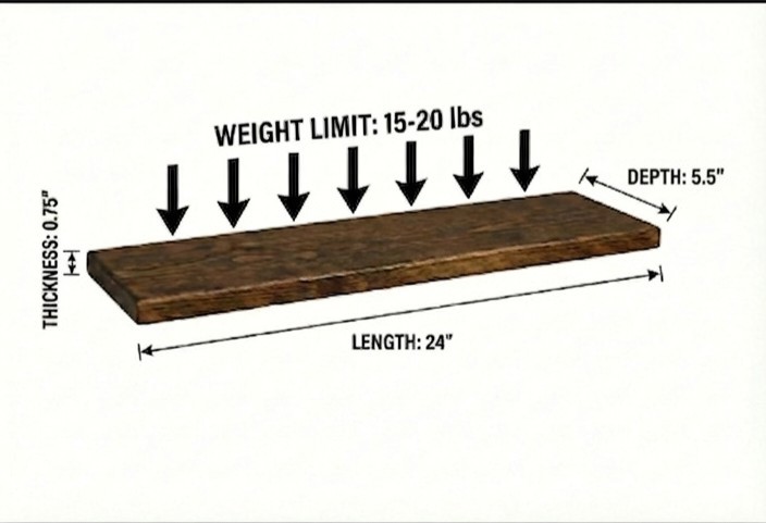 24" HANDMADE Solid Pine| Floating Shelf |Early AMER. Stain| TUNG Oil Finish| gallery