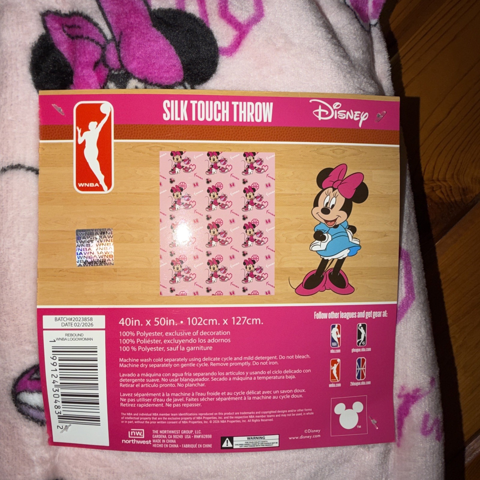 WNBA Disney Silk Touch Throw Blanket Minnie Mouse 40in X 50in gallery
