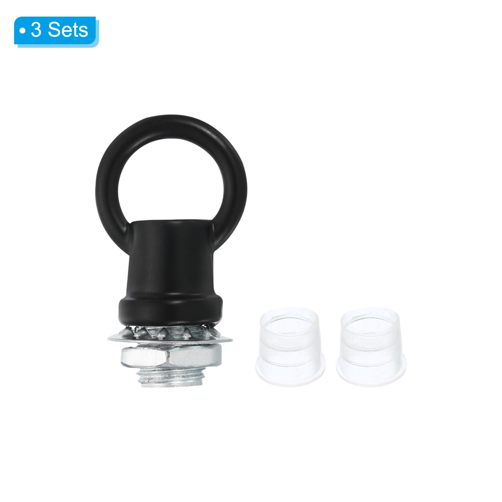 3set 8kg M10 Thread Lifting Eye Nut Female Loop Holder 14mm Hook Ring Black gallery