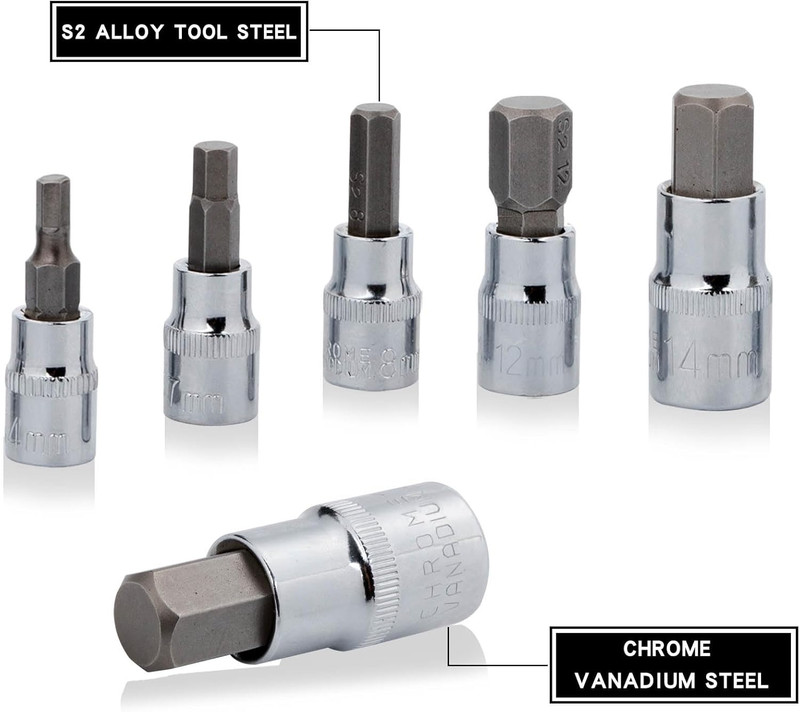 Hex Bit Socket Set Premium S2 Alloy Steel | 13-Piece Metric 2mm - 14mm Allen Soc gallery