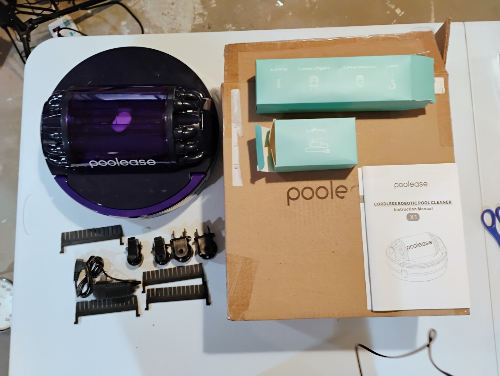 POOLEASE X1P4 Cordless Automatic Robotic Pool Cleaner Testing No Retrieval Hook gallery