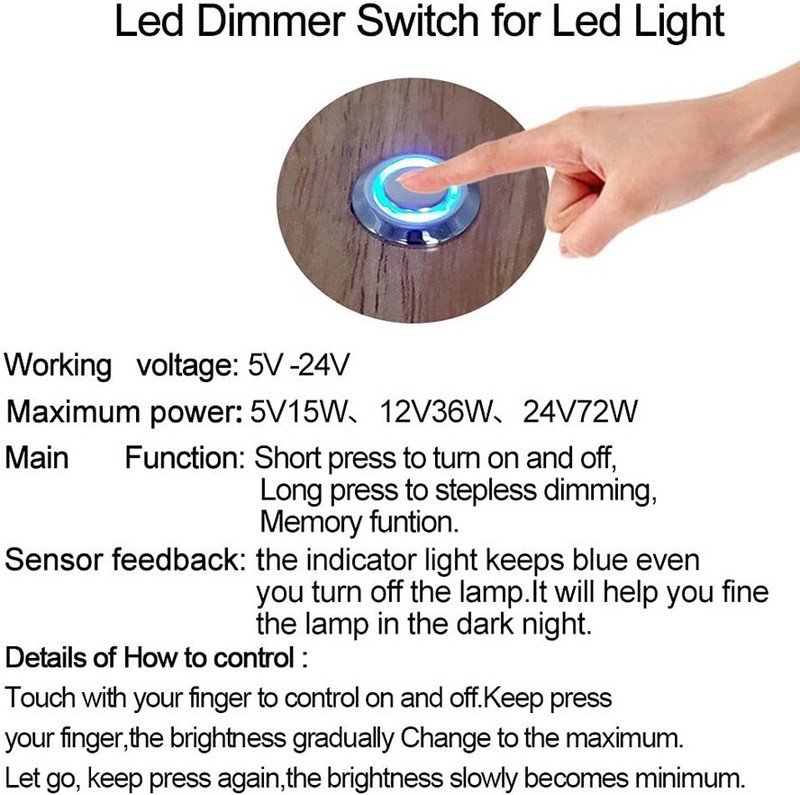 NEW! 12VDC Touch Switch + Dimmer Controller For LED Strip Light DC 5V -24V 2pcs gallery