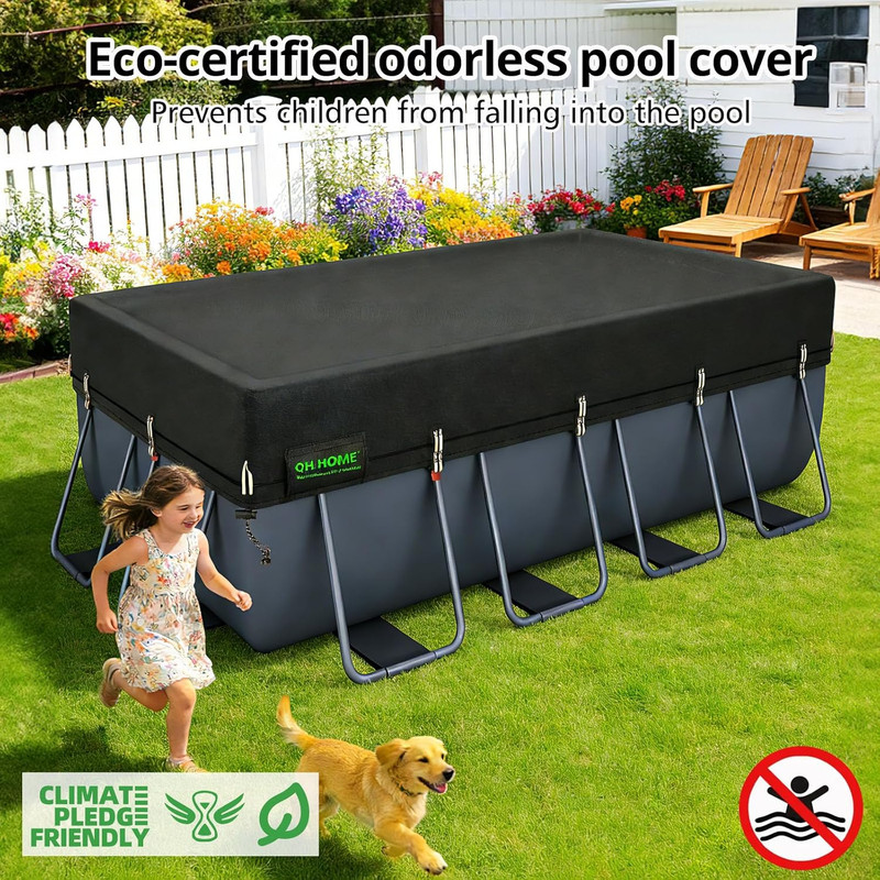 550D 12X24 Ft Rectangular Pool Cover [Upgraded Tear Resistant & Quadruple Windpo gallery