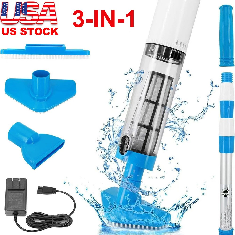 Cordless Handheld Pool Vacuum 3 in 1 Rechargeable Pool Cleaner + Telescopic Pole gallery