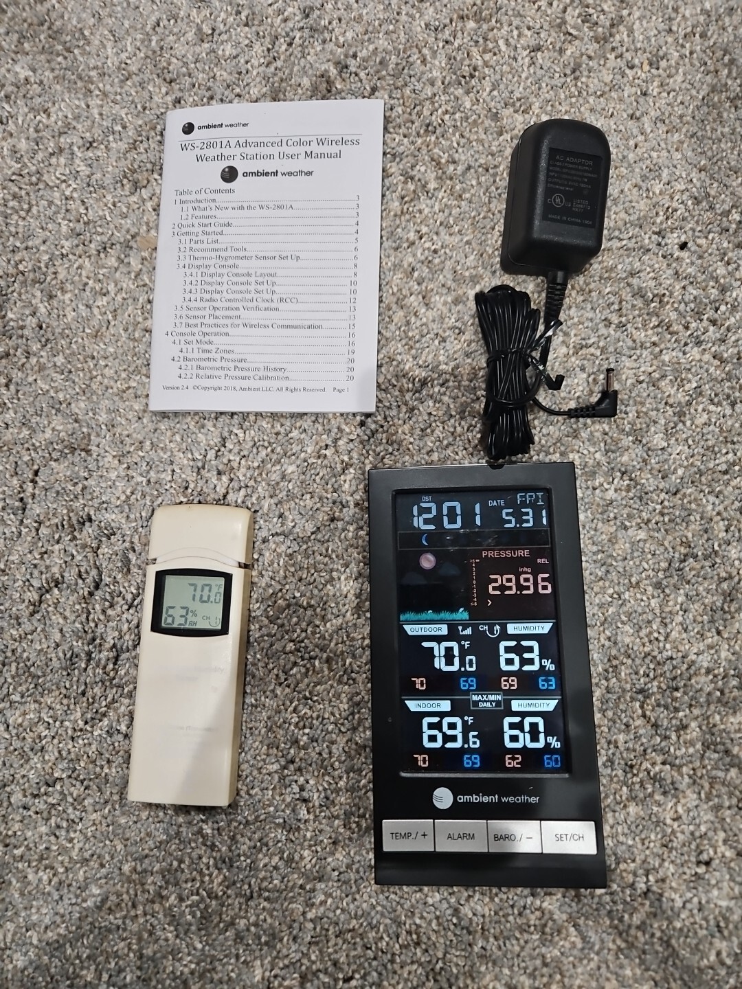 Ambient Weather WS-2801A - 3 Channel Advanced Color Forecast Station - Tested gallery