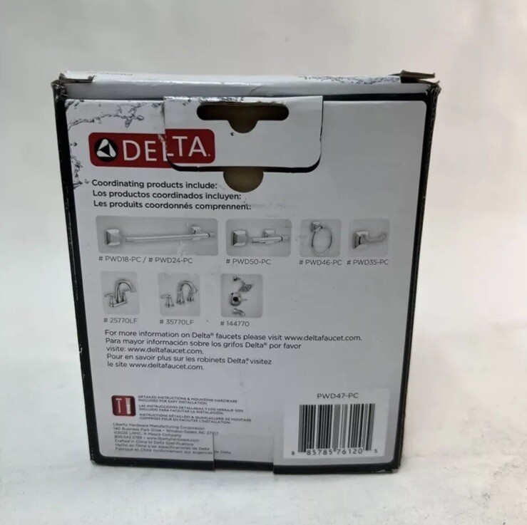 Delta Double Hand Towel Bar in Chrome Portwood 6 in. PWD47-PC Bathroom gallery