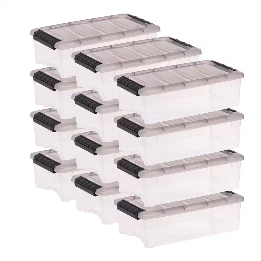 5 Qt./1.25 Gal. Stack and Pull Plastic Storage Boxes with Latching Lids, Clear ( gallery