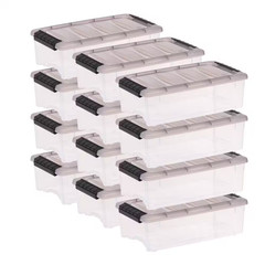 5 Qt./1.25 Gal. Stack and Pull Plastic Storage Boxes with Latching Lids, Clear (