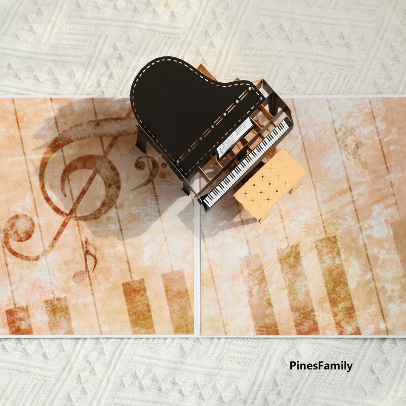 J05-Elegant 3D Pop-Up Card: Piano! Perfect Gift for Music Lovers and Pianists gallery