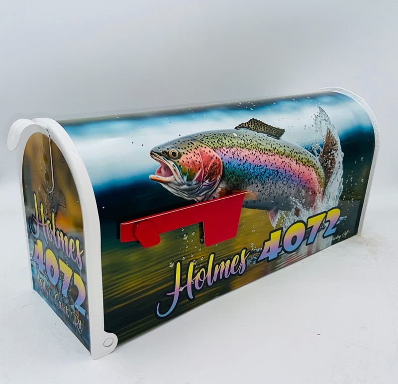 Rainbow Trout Custom Mailbox, Personalized Christmas gift, Stocking filler gallery