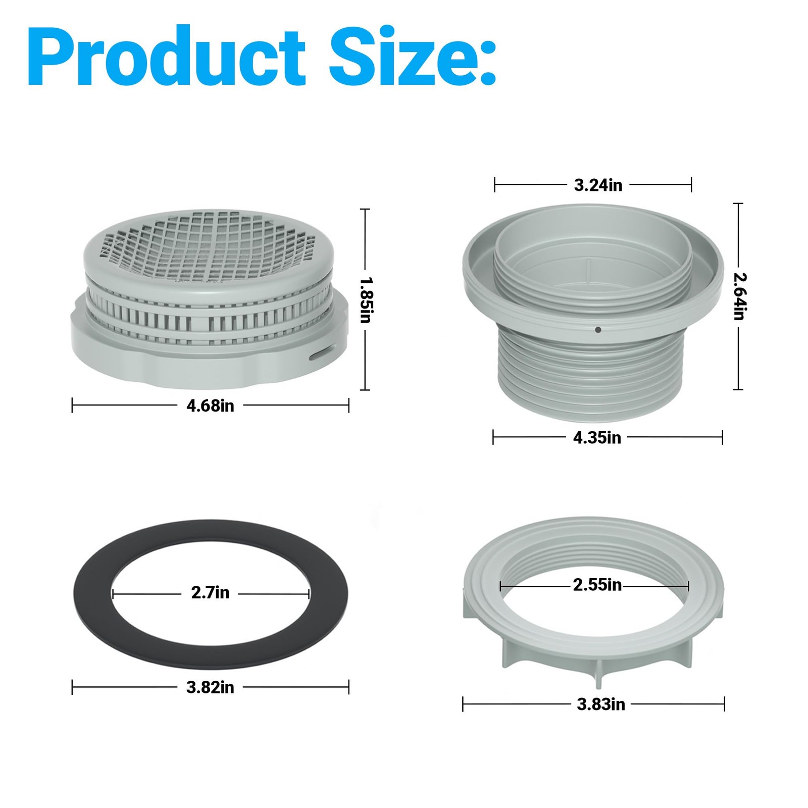 Pool Strainer Connector Kit for Intex Above Ground Hose Replacement, 4 Pieces gallery