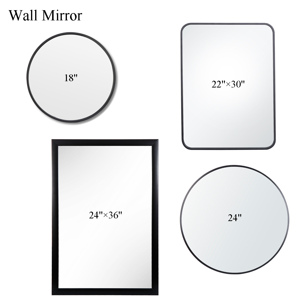 Round/Rectangular Wall Mirror Bathroom Vanity Makeup Mirror for LivingRoom Black gallery