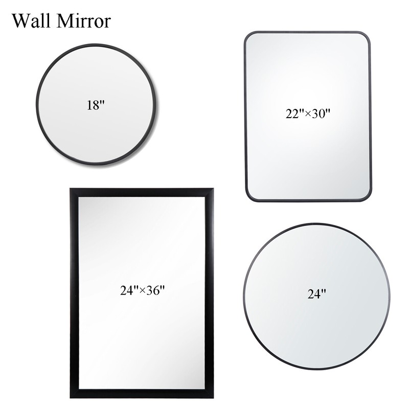 Round/Rectangular Wall Mirror Bathroom Vanity Makeup Mirror for LivingRoom Black gallery