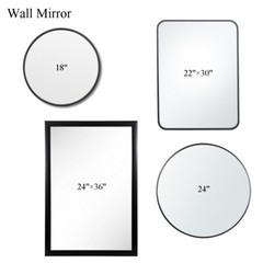 Round/Rectangular Wall Mounted Metal Frame For Bathroom Bedroom Livingroom
