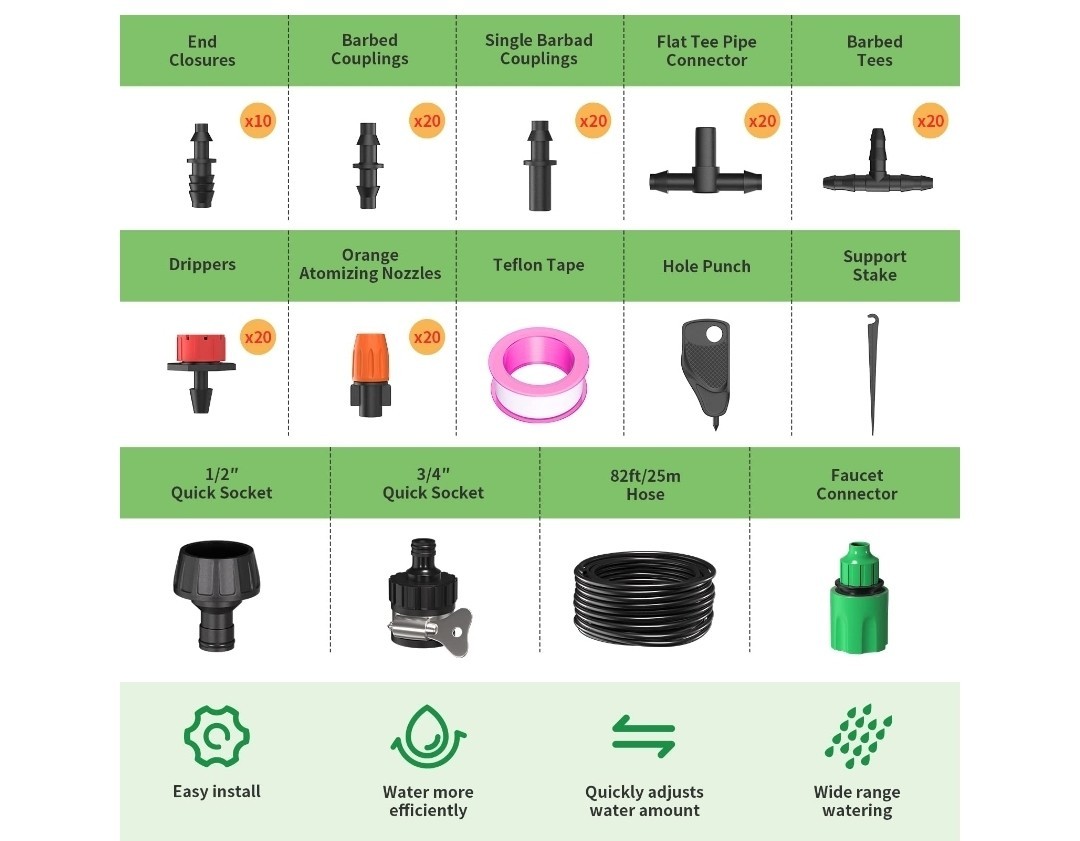 82FT Automatic DIY Drip Irrigation System Kit Plant Self Garden Watering Hose gallery