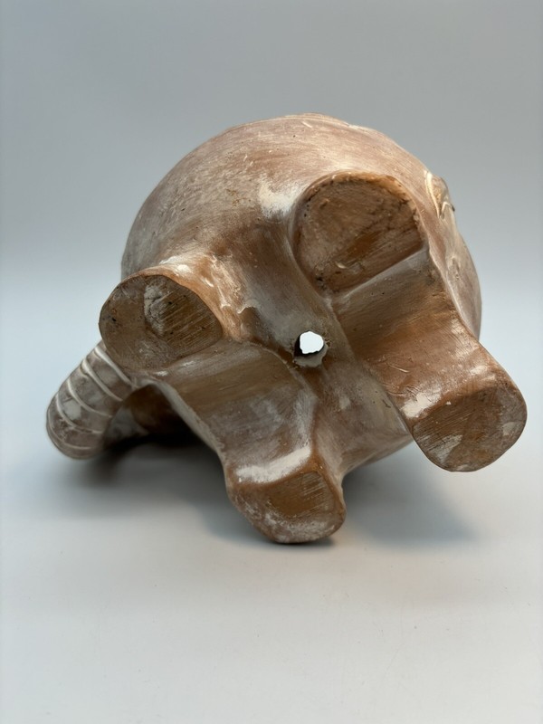 Terra Cotta Whitewashed Elephant Planter With Drainage Hole gallery