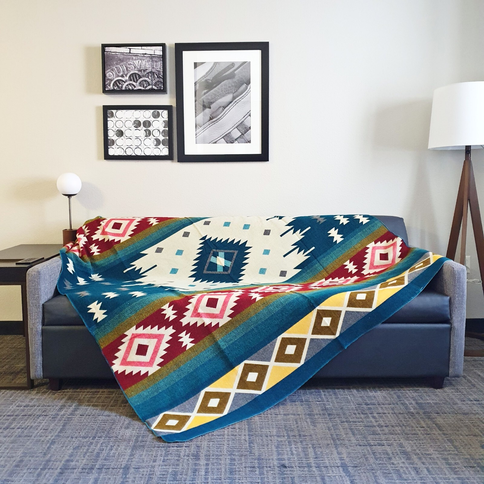 Extra Large - REVERSIBLE ALPACA Wool Blanket Andean Pattern 75x90 in gallery