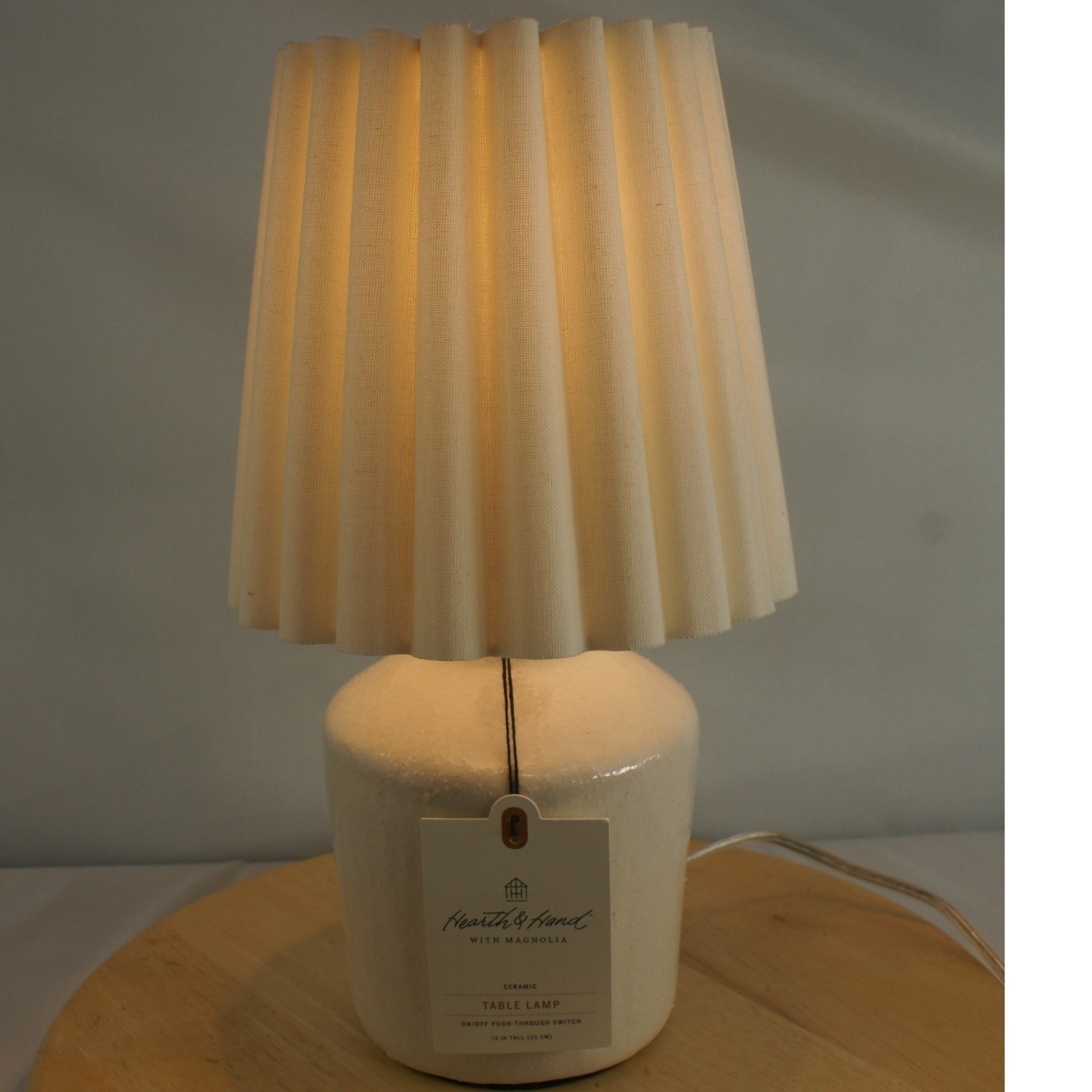 Hearth & Hand with Magnolia Ceramic Table Lamp Pleated Shade Cream 13in NEW gallery