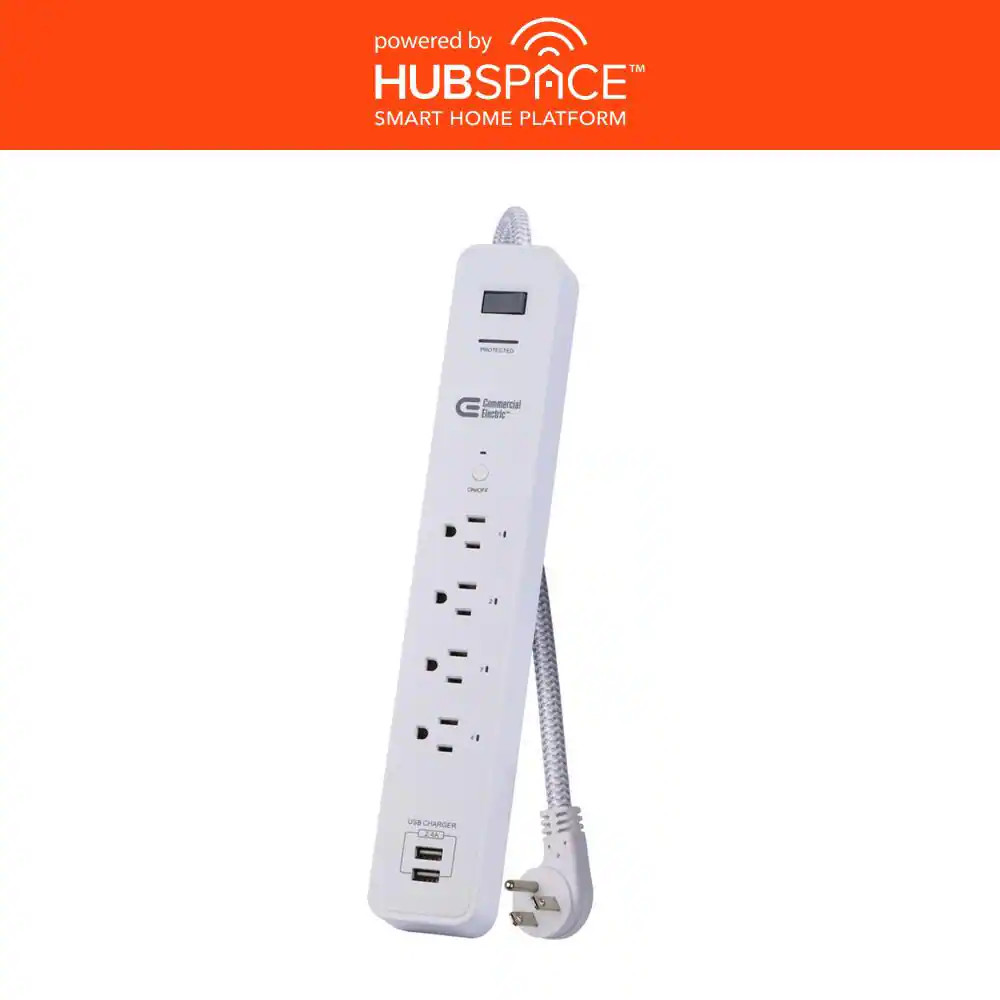 Commercial Electric Smart Surge Protector 4 Outlet 3ft USB Hubspace Alexa Google gallery