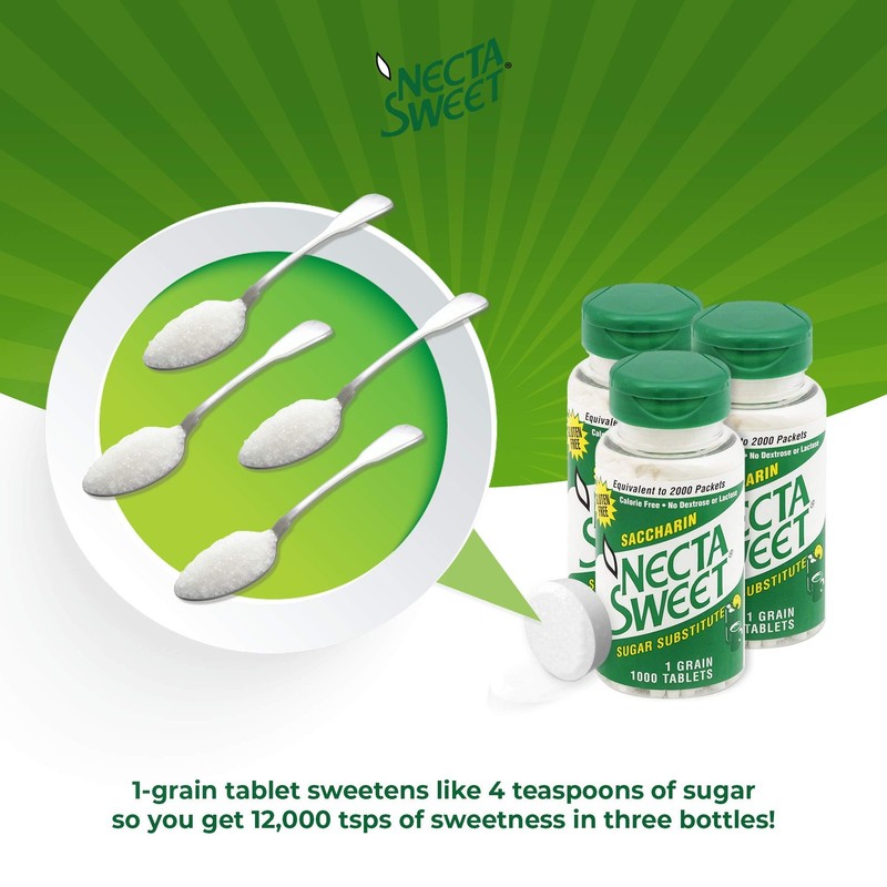 Necta Sweet 1 - Grain Saccharin Tablets - Zero-Calorie Sugar Substitutes ( 3 gallery