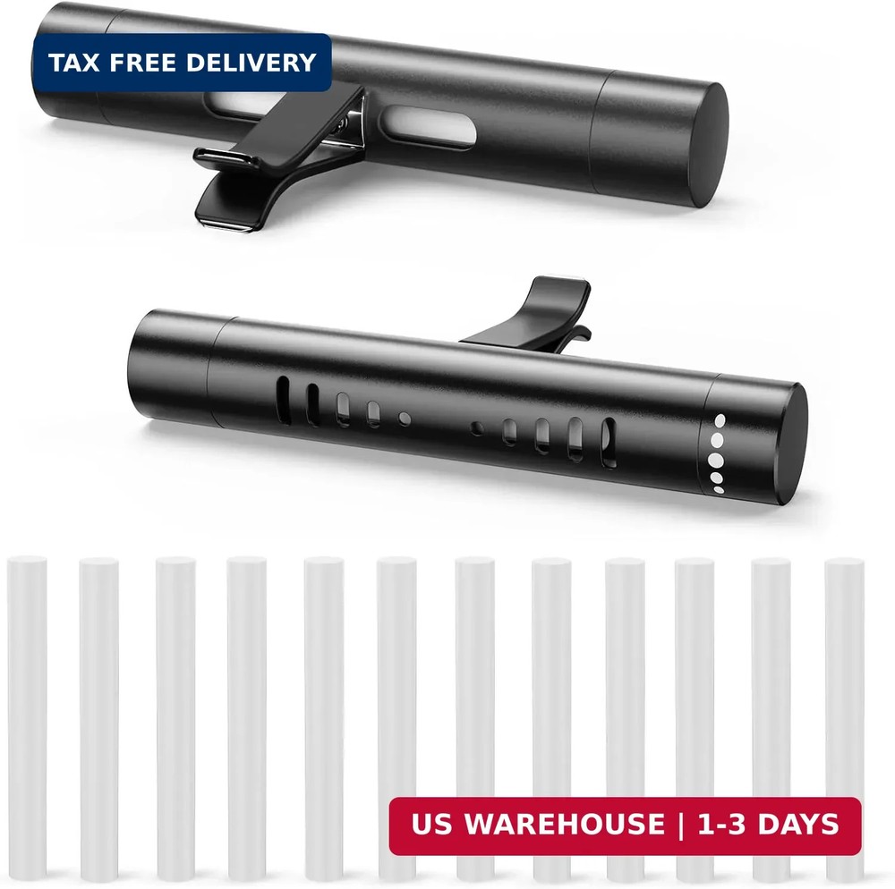 2pcs Car Air Freshener Diffuser Vent Clips，With 12 Odorless Refill Sticks,Essent