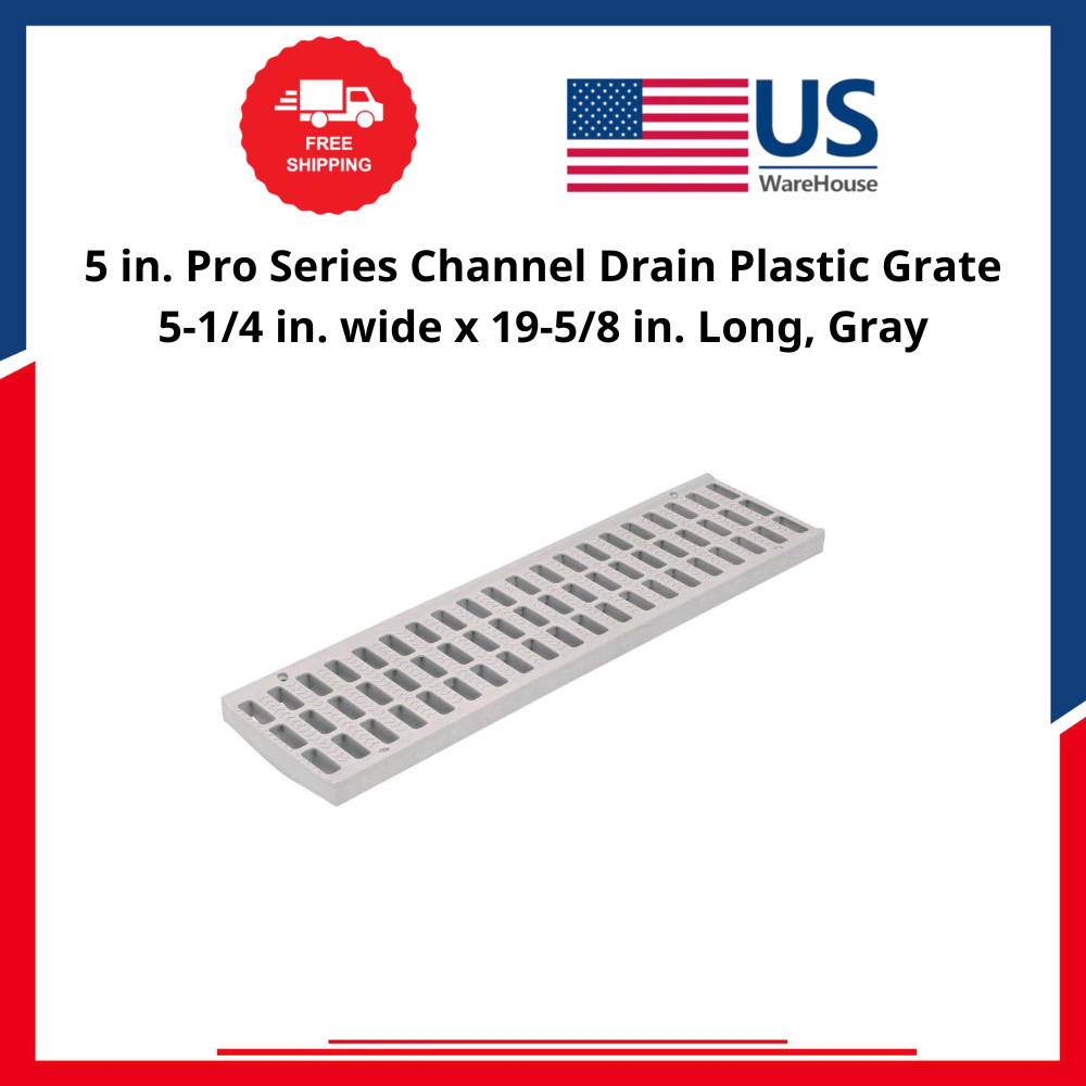 5 in. Pro Series Channel Drain Plastic Grate 5-1/4 in. wide x 19-5/8 in. Long, G gallery