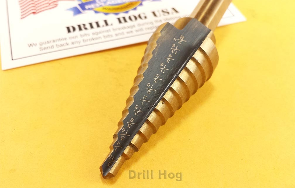 Drill Hog 3/16"-7/8" Step Drill Bit Reamer UNIBIT Step Bit M7 Lifetime Warranty gallery