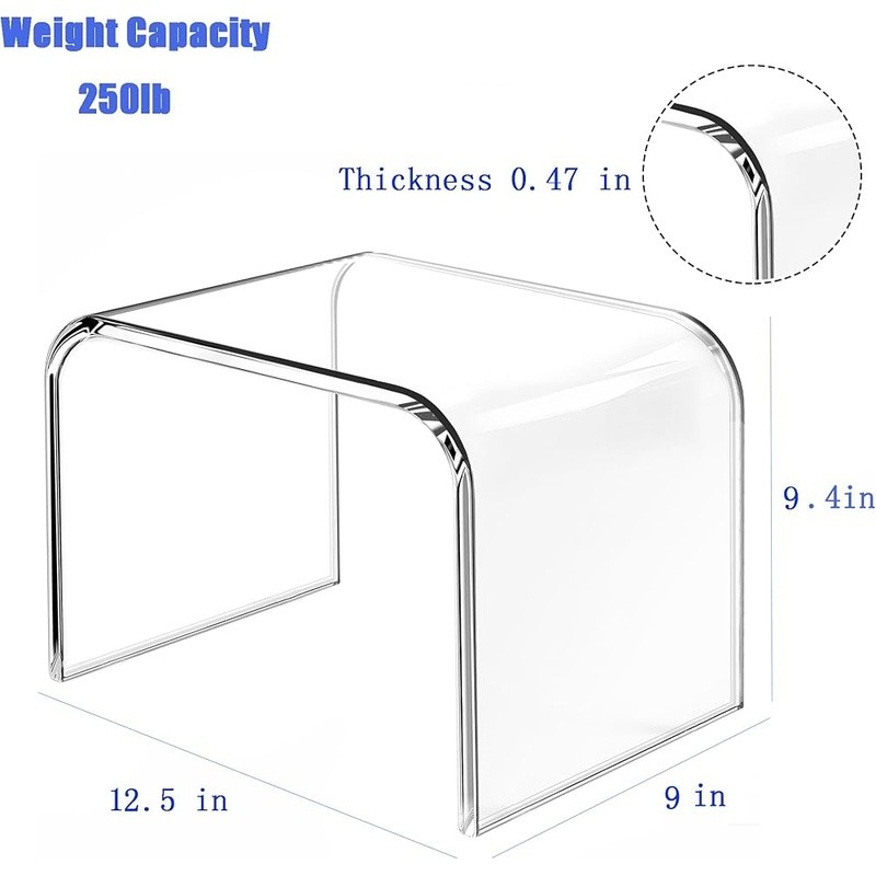 Clear Acrylic Step Stool Non-Slip Modern Design Easy to Clean Durable 250lbs New gallery