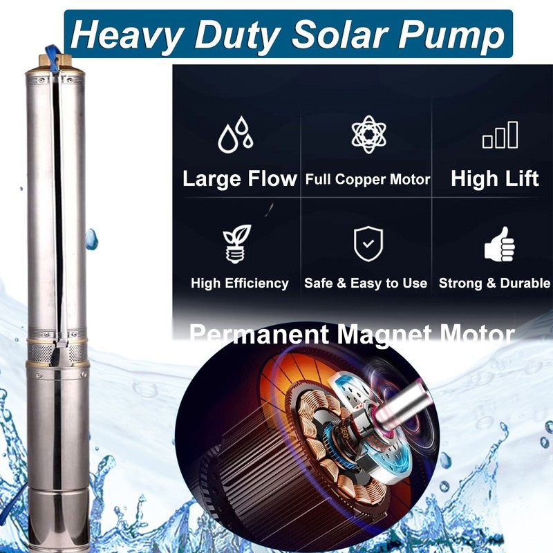 2HP 4" Solar Pump Submersible Pump Bore Deep Well Pump+MPPT Controller DC 110V gallery