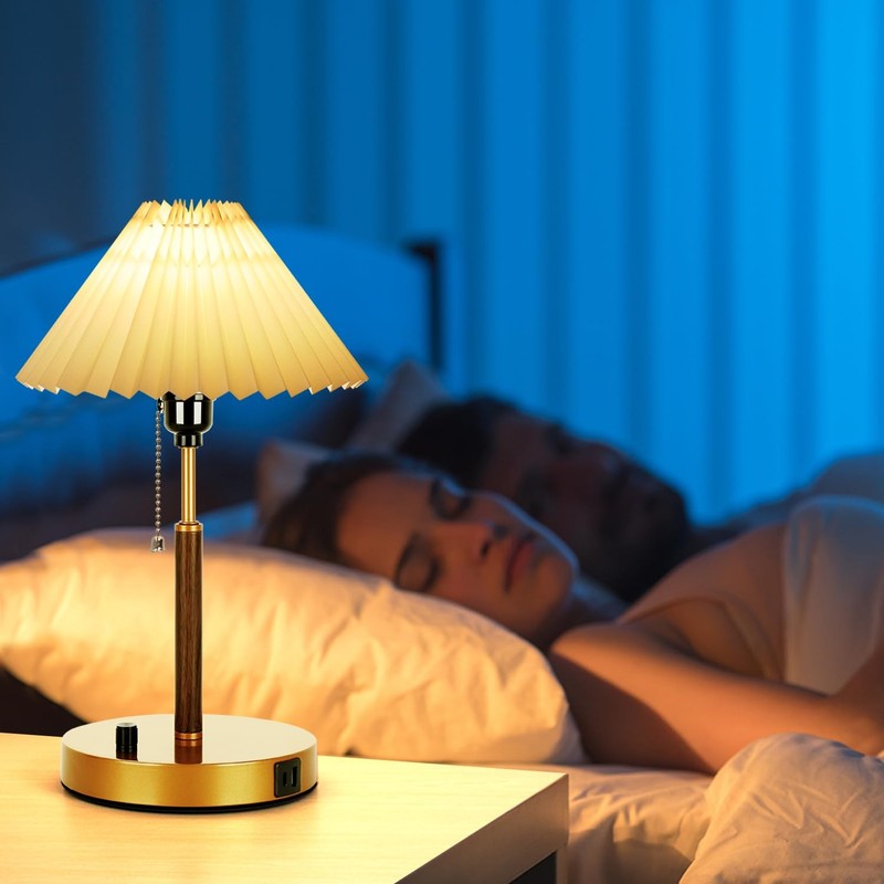 Bedside Table Lamp, Stepless Dimmable Lamp with USB Charging Ports for Bedroo... gallery