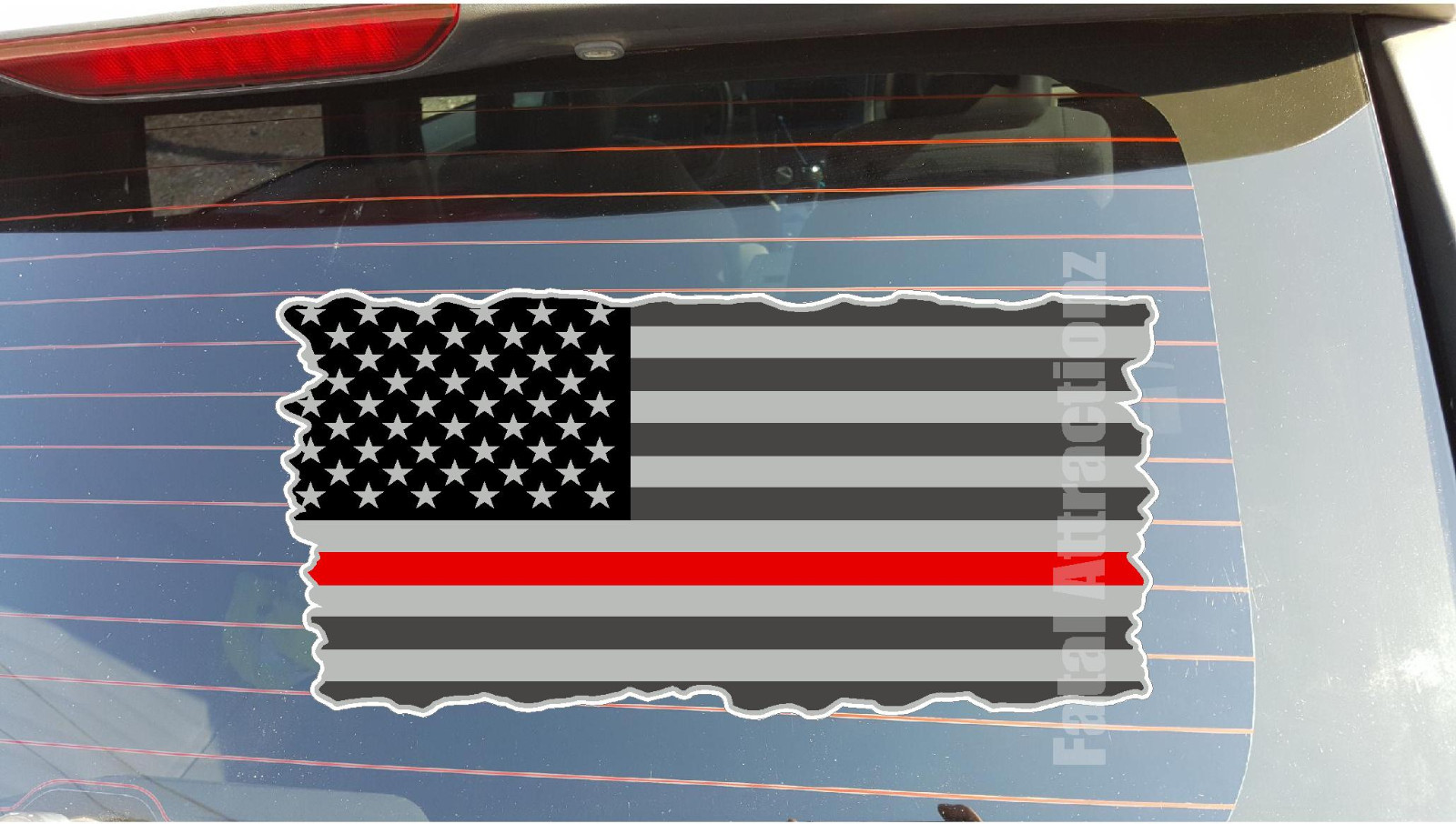 American Flag Red Line Vinyl Decal sticker Fire Fighter usa hero rescue ems emt gallery