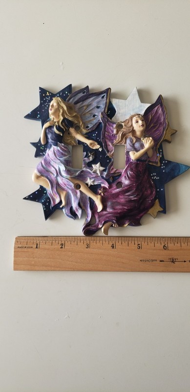 Celestial Fairies Double Light Switch Cover, Vintage Stardust..no screws gallery