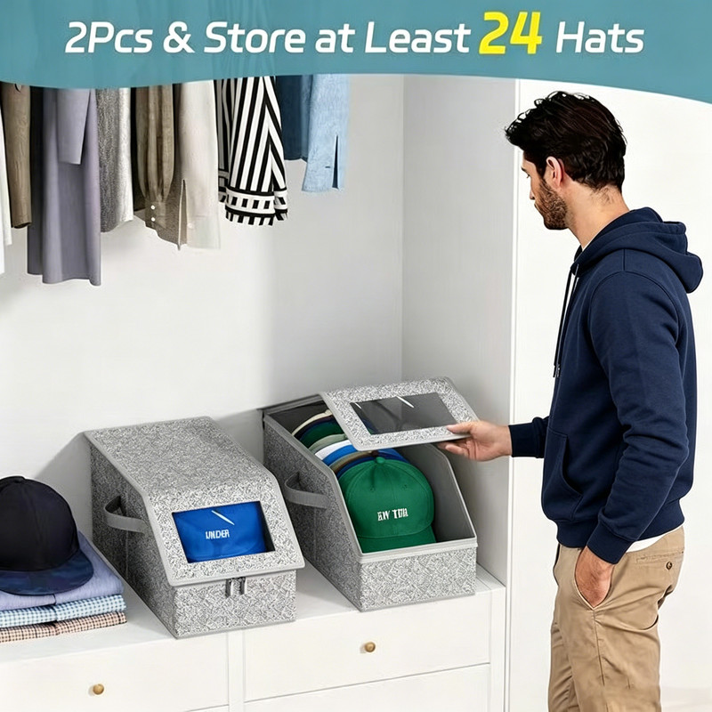 2 Pcs Stackable Hat Storage for Baseball Caps, Holds up to 24 Caps Hat Organizer gallery