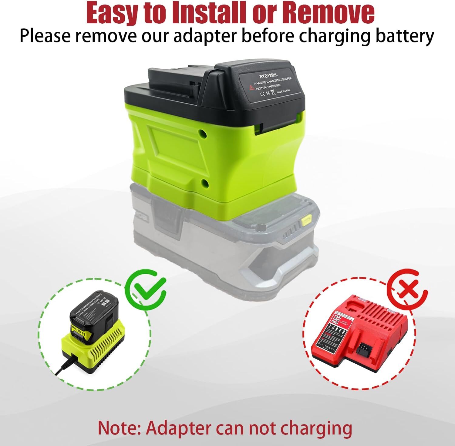 Battery Adapter for Ryobi 18V Battery to for Milwaukee 18V Power Tool RYB18ML gallery