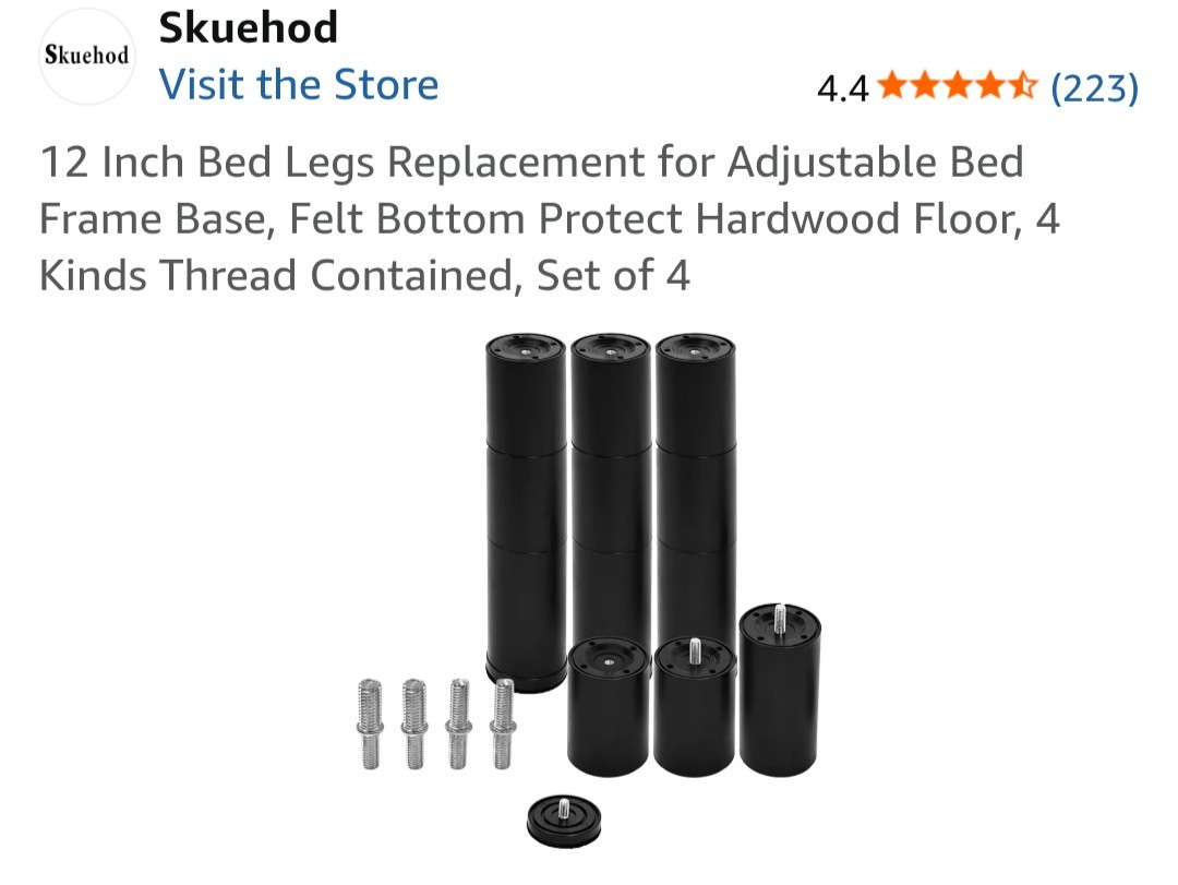 12 Inch Bed Legs Replacement for Adjustable Bed Base Frame, 3 in 1 Screw in L gallery