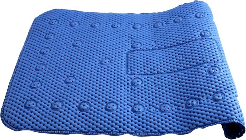 Soft Waffle Cushioned Texture Spa Quality Bathroom Tub & Bath Mat Anti-Slip Blue gallery