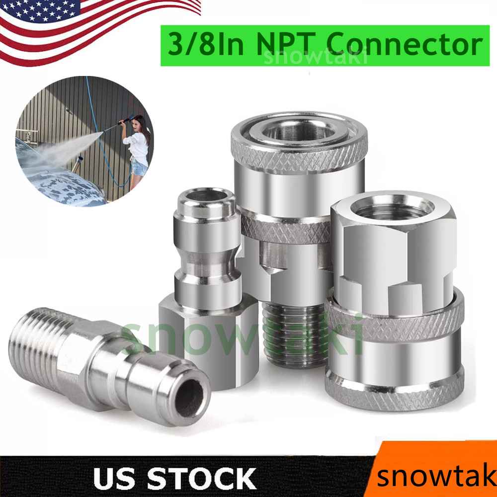 4x Pressure Washer Quick Connect Fitting 3/8 Inch Male and Female Thread Adapter