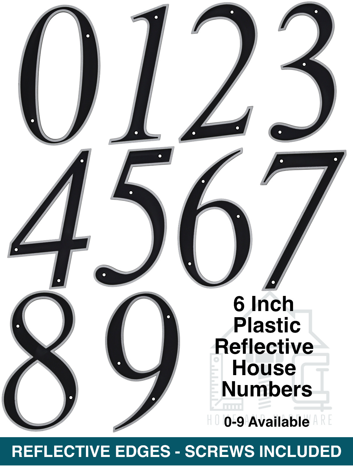 Hillman 6 Inch Black Reflective Plastic House Mailbox Number 0 1 2 3 4 5 6 7 8 9 gallery