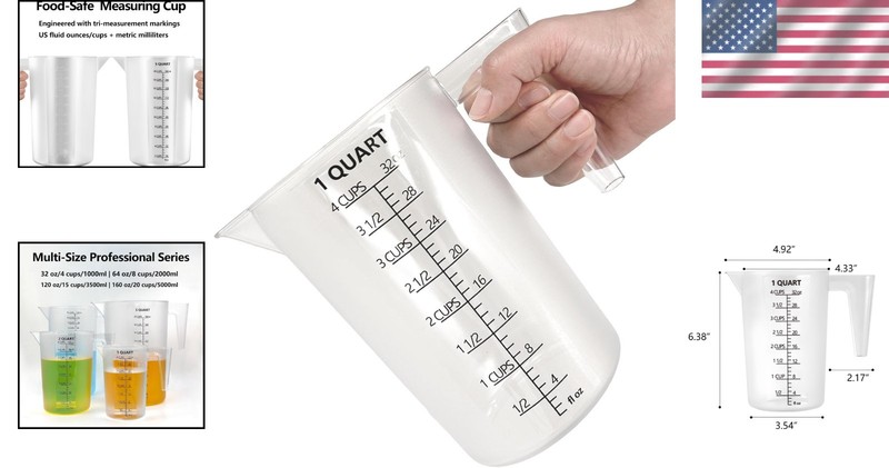 Plastic Measuring Cup Liquid Spill-Proof Handle 32oz Kitchen Lawn Pool gallery