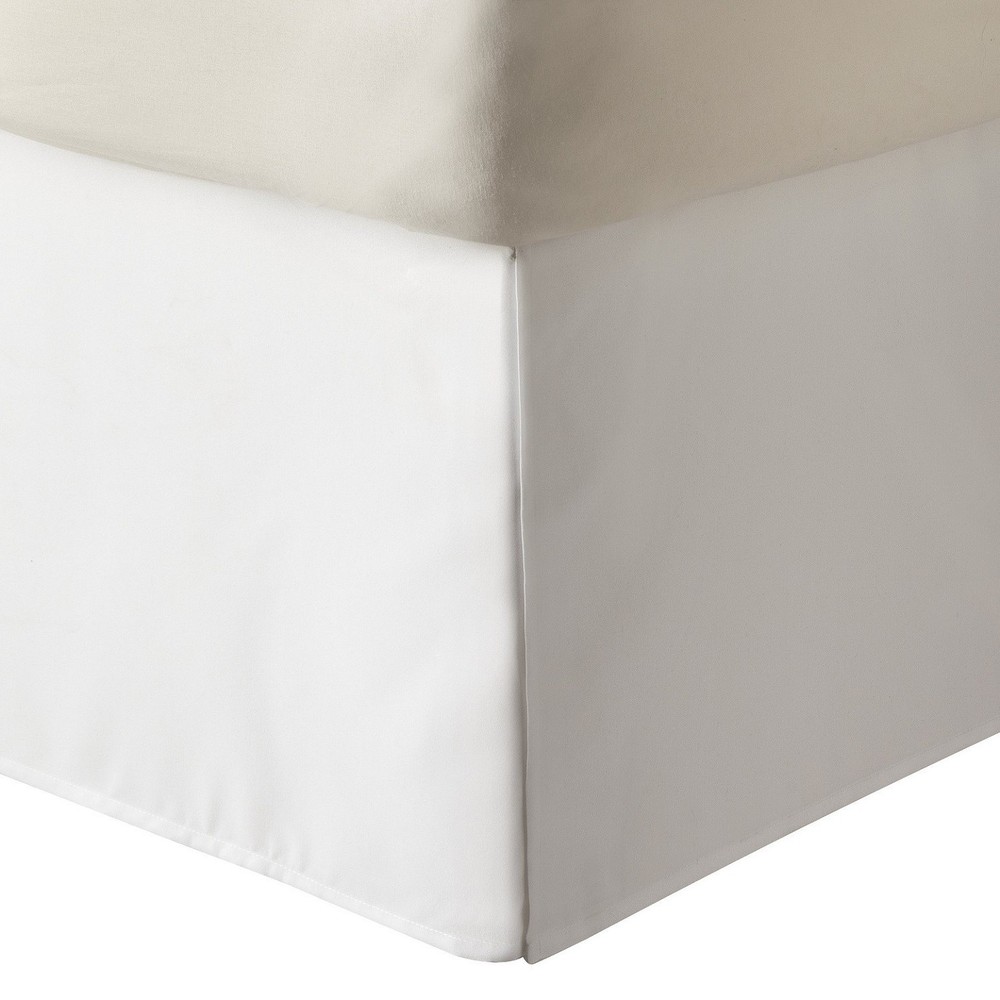 3 Sided Tailored Bed Skirt - Solid White 625 TC Egyptian Cotton - Open Corner