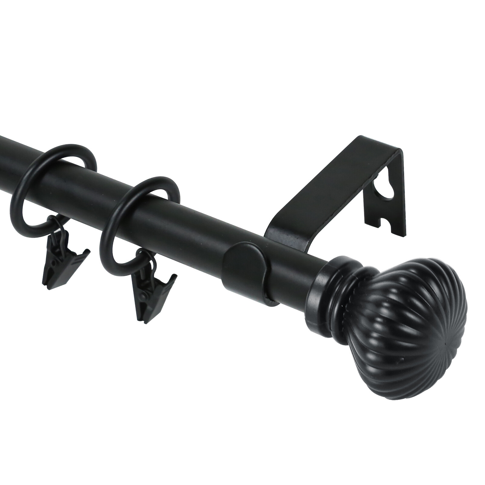 Round Urn Adjustable Single Drapery Curtain Rod Set 28"-48"/ 48"-84"/ 84"-120" gallery